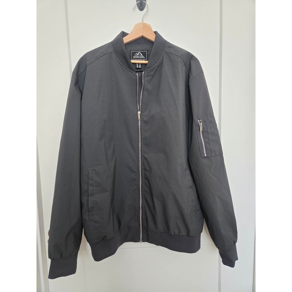 Outdoor Jacket Men Black MA-1 Flight Bomber Jacket XL Utility Pocket Full Zip